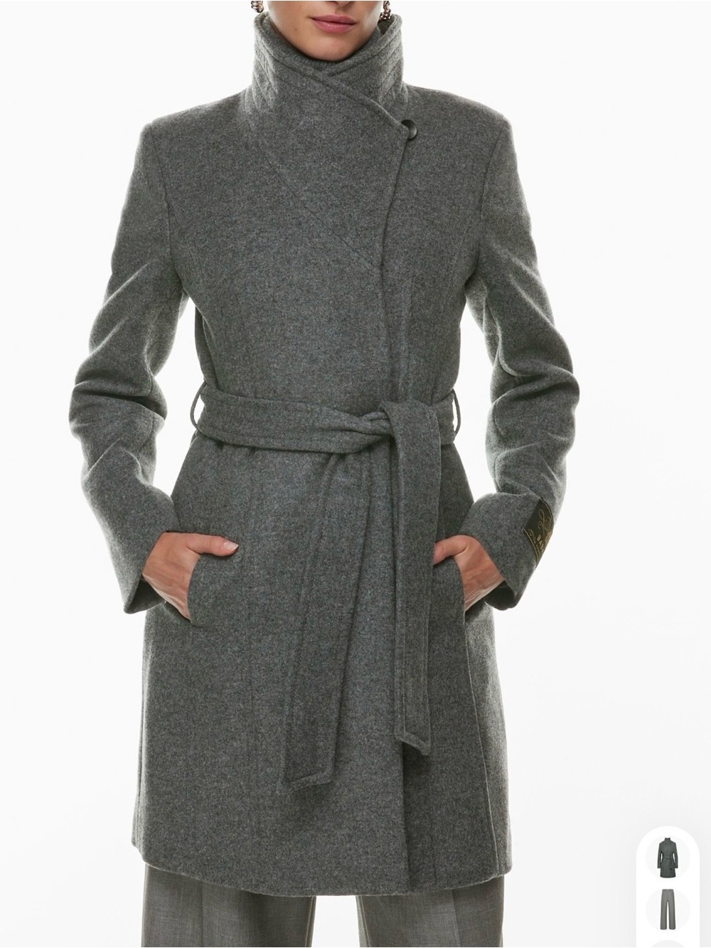 Babaton Aritzia Connor Dark Gray Wool Belted Coat